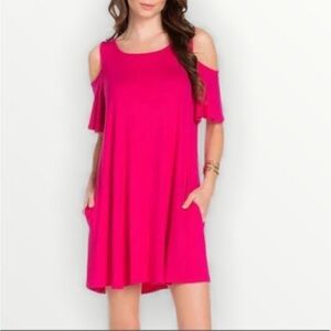 Splendid Cold Shoulder Pocketed Tee Dress